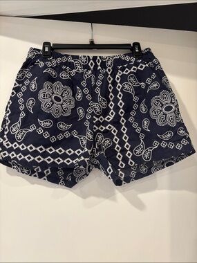 C&C California Navy Blue Bandana-Print Athletic Shorts